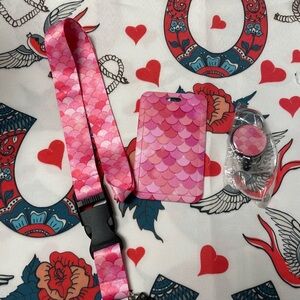 Pink Mermaid Pattern Lanyard